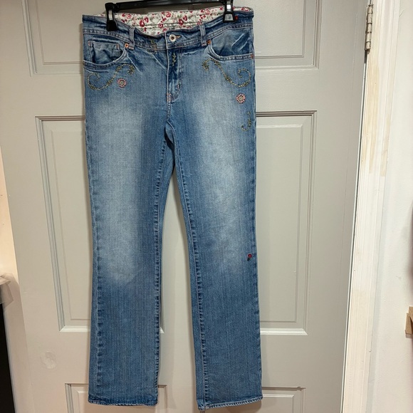 Ralph Lauren Jeans Women Size 10 Dakota Folk Embroidered Blue Straight Leg - Picture 1 of 15